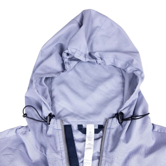 Lululemon Mens Reaction Windbreaker Jacket L Hooded Zip Navy White NWOT Golf - Picture 2 of 9